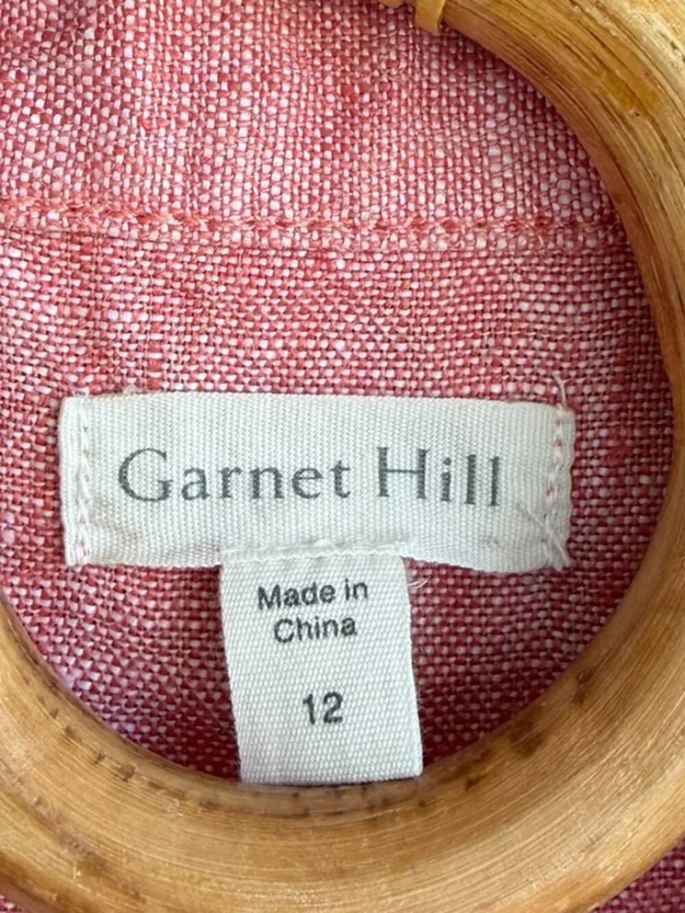 Garnet Hill Pink Classic Linen Shirtdress Women's 12